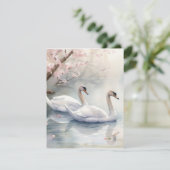 Watercolor Swan Couple Feiertagskarte (Stehend Vorderseite)