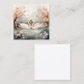 Watercolor Swan Couple Quadratische Visitenkarte (Vorne/Hinten)