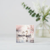 Watercolor Swan Couple Quadratische Visitenkarte (Stehend Vorderseite)
