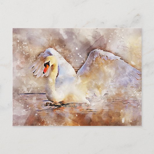Watercolor Swan Postkarte (Vorderseite)