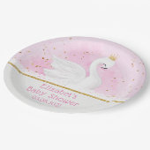 Watercolor Swan Princess Baby Dusche Pappteller (Schrägansicht)