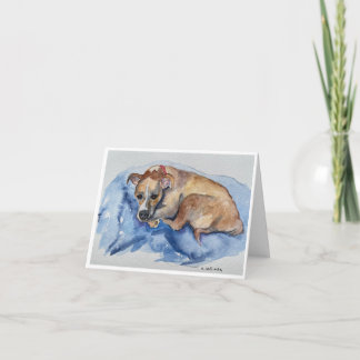 watercolor-sweet rescue pup Folded Thank You Card Dankeskarte