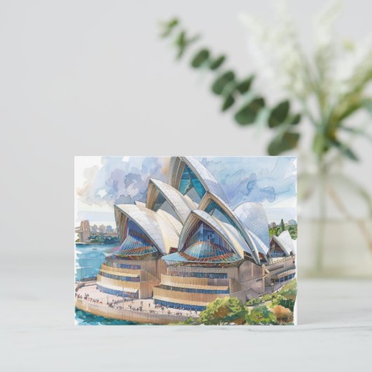 Watercolor Sydney Opera House Aussie Postkarte (Stehend Vorderseite)