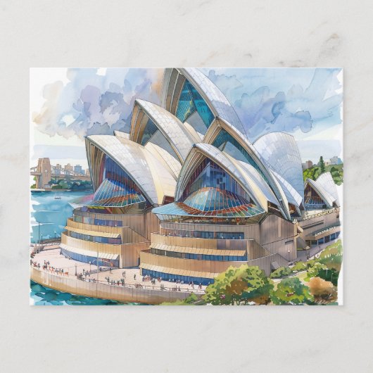Watercolor Sydney Opera House Aussie Postkarte (Vorderseite)
