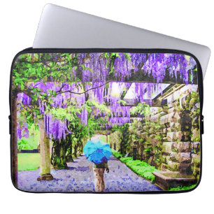 Watercolor-Szene der Wisteria Laptopschutzhülle