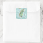 Watercolor Taiwan Map Square Sticker (Tasche)