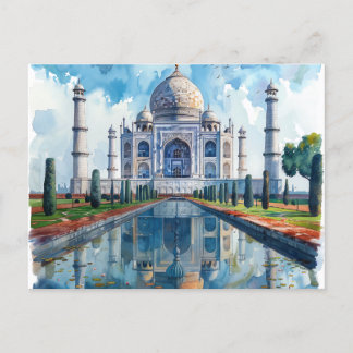 Watercolor Taj Mahal India Sehenswürdigkeit Postkarte