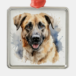 WATERCOLOR TAN ANATOLIAN SHEPHERHERHERDOG ORNAMENT AUS METALL