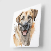 WATERCOLOR TAN ANATOLIAN SHEPHERHERHERDOG QUADRATISCHE WANDUHR (Winkel)