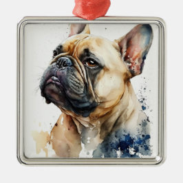 WATERCOLOR TAN FRENCH BULLDOG DOG ORNAMENT AUS METALL