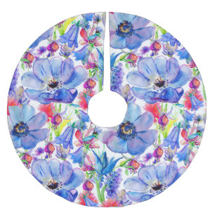 Watercolor-Tapete für wild lebende Blume Polyester Weihnachtsbaumdecke