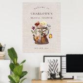 Watercolor Tea Party Bridal Shower Welcome Sign Poster (Heimbüro)