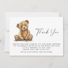 Watercolor Teddy Bear Baby Dusche Vielen Dank Mitteilungskarte