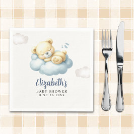 Watercolor Teddy Bear Baby Shower Boy  Serviette