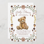 Watercolor Teddy Bear Baby Shower Einladung (Vorne/Hinten)