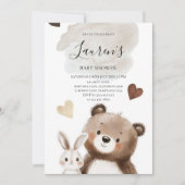 Watercolor Teddy Bear Baby Shower Invitation Einladung (Vorderseite)