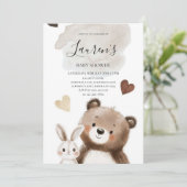 Watercolor Teddy Bear Baby Shower Invitation Einladung (Stehend Vorderseite)
