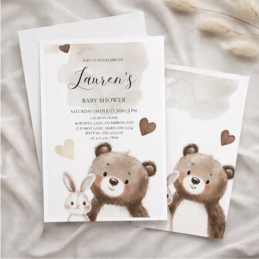 Watercolor Teddy Bear Baby Shower Invitation Einladung