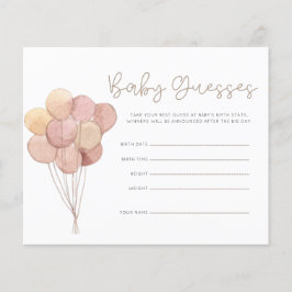 Watercolor Teddy Bear Balloons Baby Guesses Game