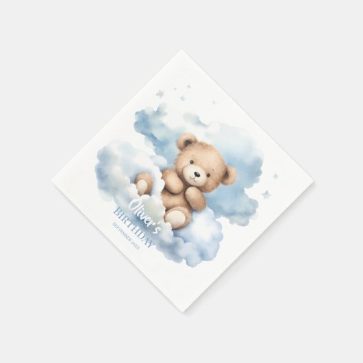 Watercolor Teddy Bear Clouds Serviette (Ecke)