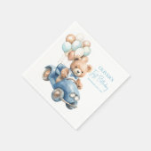 Watercolor Teddy Bear Driving Car First Birthday Serviette (Ecke)