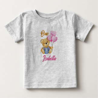 Watercolor Teddy Bear First Birthday Baby Baby T-shirt