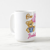 Watercolor Teddy Bear First Birthday Baby Kaffeetasse (Vorderseite Links)