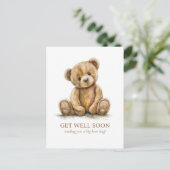 Watercolor Teddy Bear Get Well Postkarte (Stehend Vorderseite)