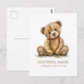 Watercolor Teddy Bear Get Well Postkarte (Vorne/Hinten)