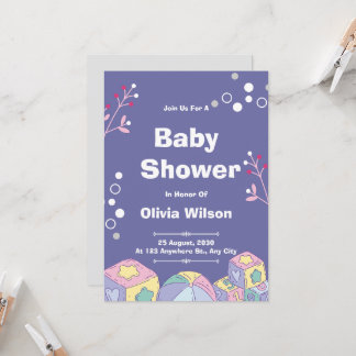 Watercolor Teddy Bear Hot Air Balloon Baby Shower  Einladung