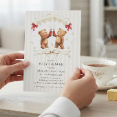 Watercolor Teddy Bear "Ready to Pop" Baby Shower Einladung