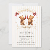 Watercolor Teddy Bear "Ready to Pop" Baby Shower Einladung (Vorderseite)
