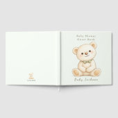 Watercolor Teddy Bear Sage Green Gästebuch (Voll)
