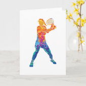 Watercolor Tennis-Frau Karte (Gelbe Blume)
