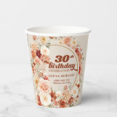 Watercolor terracotta burgundy 30th birthday pappbecher (Vorderseite)