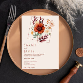 Watercolor Terracotta Wildflower Modern Wedding Einladung
