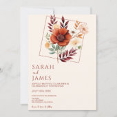 Watercolor Terracotta Wildflower Modern Wedding Einladung (Vorderseite)