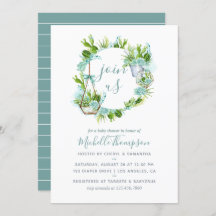 Watercolor Terrarium Kinderdusche Sukkulent