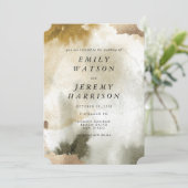 Watercolor Texture Khaki Wedding Einladung (Stehend Vorderseite)