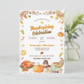 Watercolor Thanksgiving Celebration Einladung (Stehend Vorderseite)