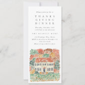 Watercolor Thanksgiving Dinner Georgian House Einladung (Vorderseite)