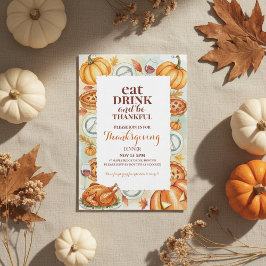 Watercolor Thanksgiving Feast Invitation Einladung