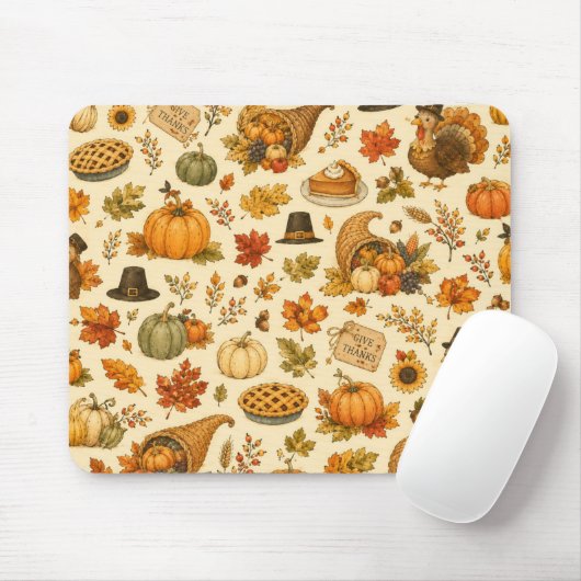 Watercolor Thanksgiving-Muster Mousepad (Mit Mouse)