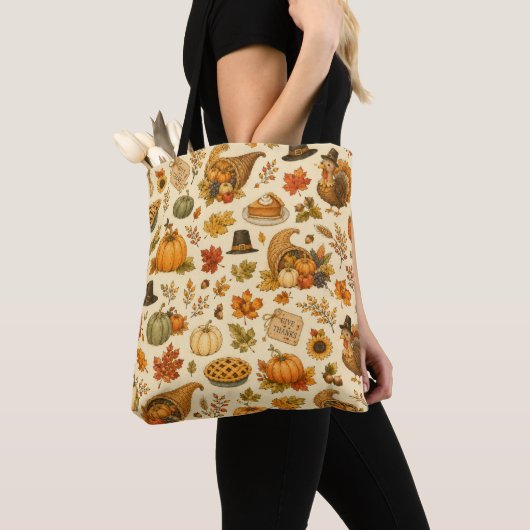 Watercolor Thanksgiving-Muster Tasche (Von Nahem)