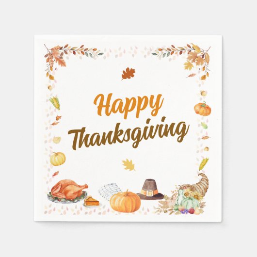 Watercolor Thanksgiving Serviette (Vorderseite)