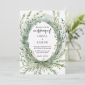 Watercolor Thyme Rosemary Sprig Wreath Wedding Einladung (Stehend Vorderseite)