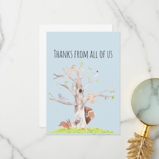 Watercolor-Tiere Dankeskarte (Vorderseite/Rückseite Beispiel)