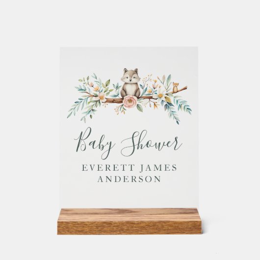 Watercolor-Tiere in Holz Acrylschild (Vorderseite)