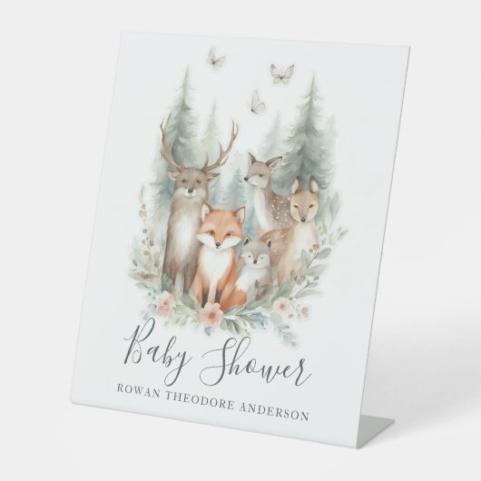 Watercolor-Tiere in Holz Sockelschild (Vorderseite)