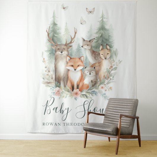 Watercolor-Tiere in Holz Wandteppich (Beispiel)